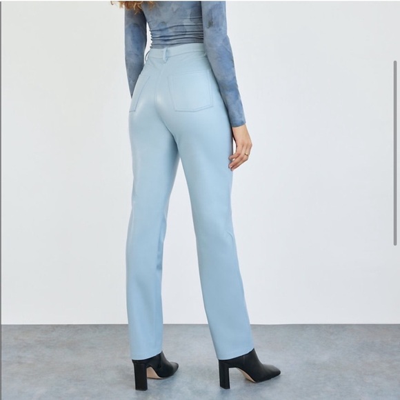 Aritzia Wilfred Melina Super High Rise Pant Ankle Dune Blue Faux Leather sz 2 - Picture 3 of 15